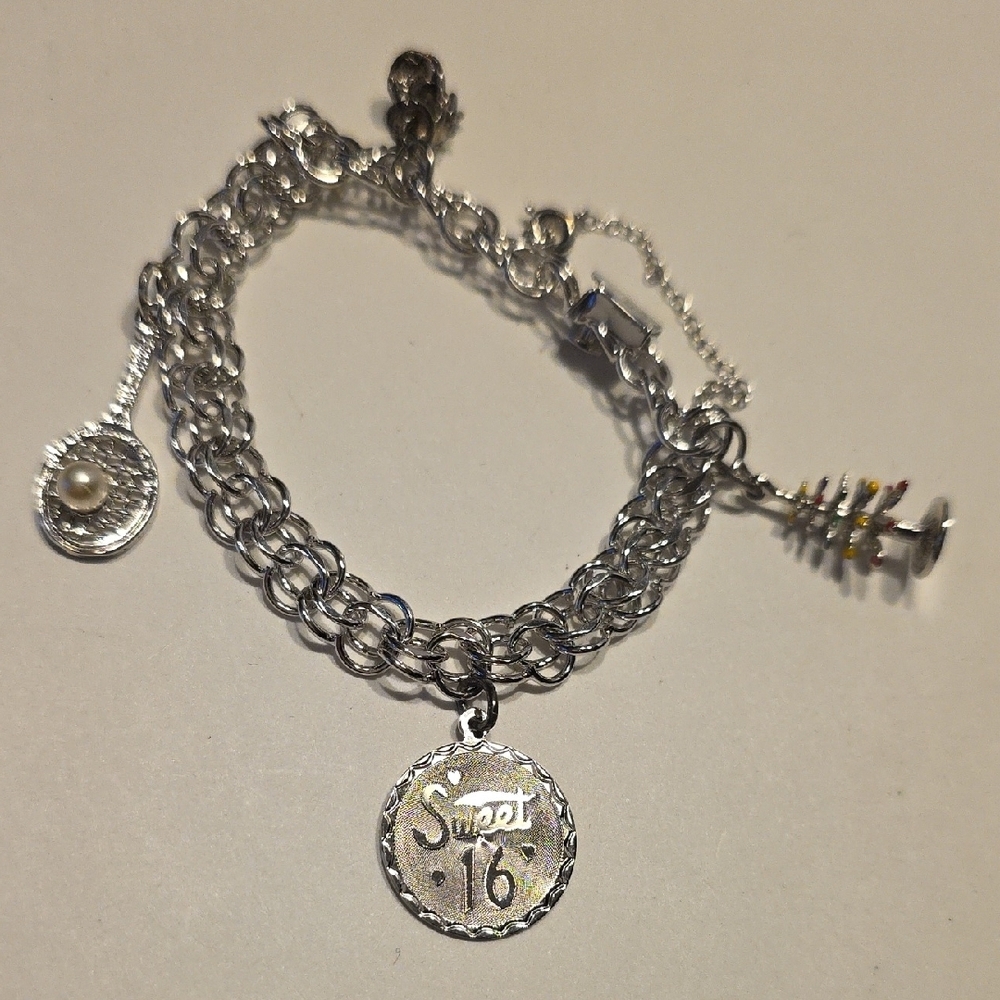 Silver Sweet 16 Charm Bracelet
